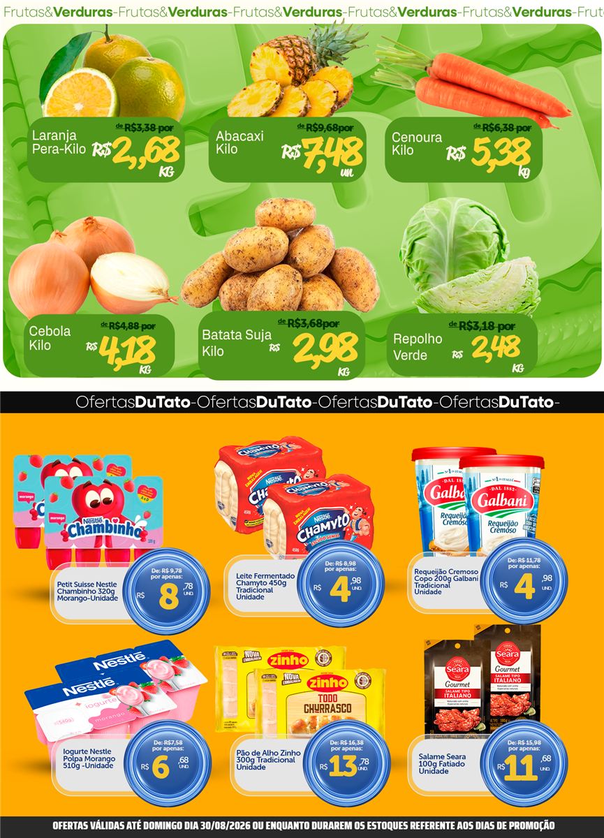Página de hortifruti do tabloide do Du Tato
