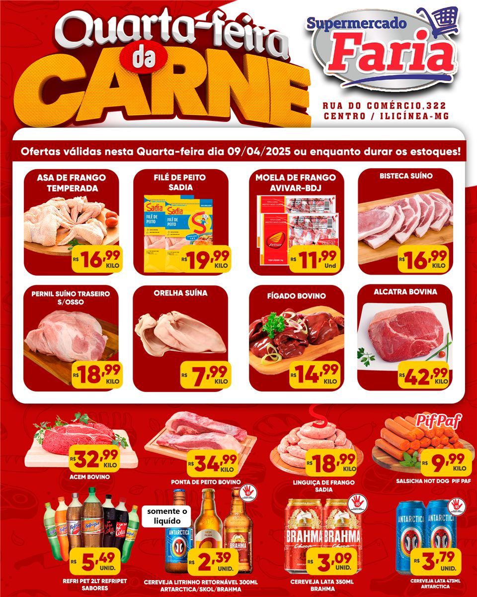 Encarte Quarta-feira da Carne do Supermercado Faria